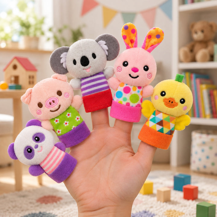 Set de 5 Títeres de Dedo Animales de Granja Suave Para Niños