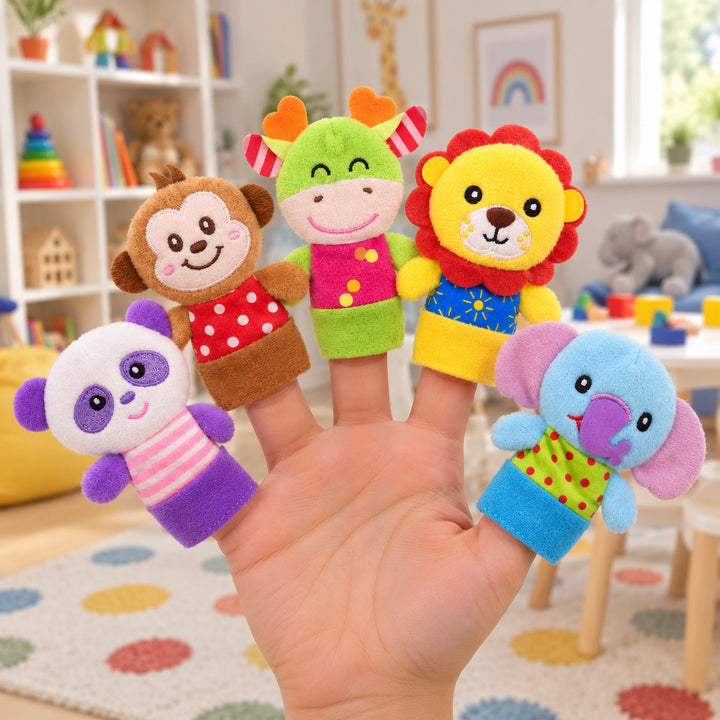 Set de 5 Títeres de Dedo Animales Suave Para Niños