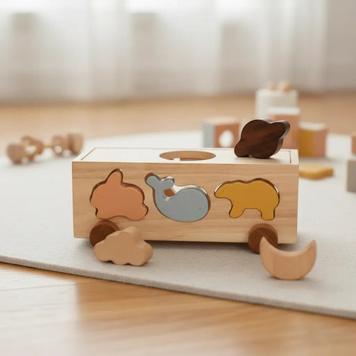 Juguete Clasificador de Formas Coche en Madera Para Niños
