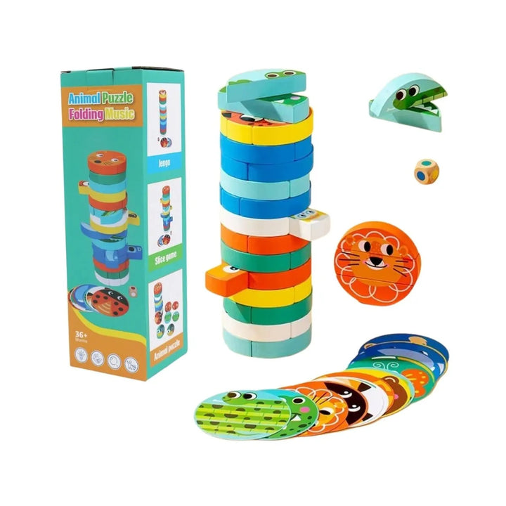 Juego Didácticos Yenga Torre Animalitos de Madera Para Niños