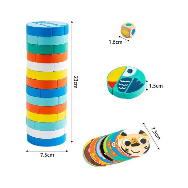 Juego Didácticos Yenga Torre Animalitos de Madera Para Niños