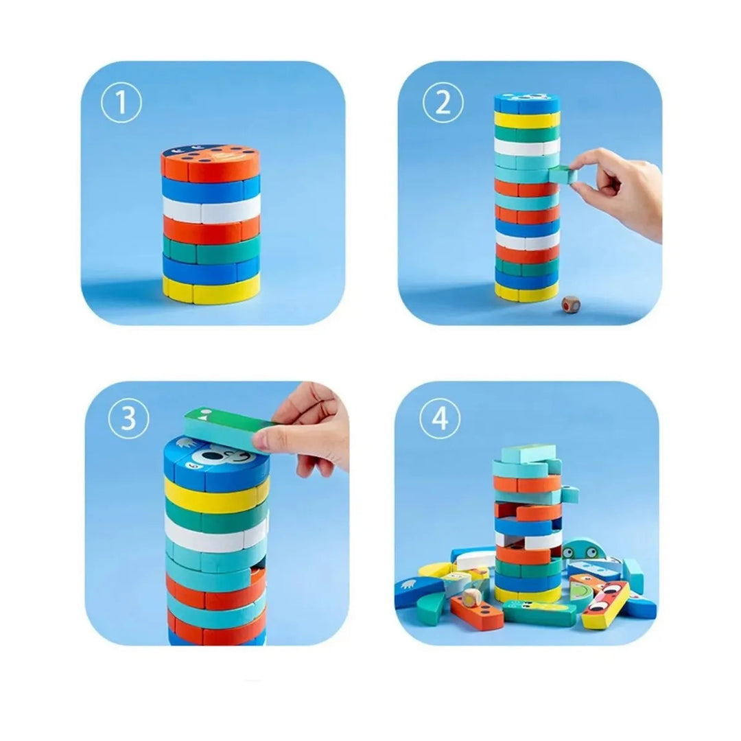 Juego Didácticos Yenga Torre Animalitos de Madera Para Niños