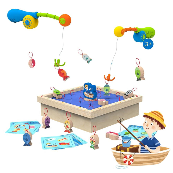 Juego Didáctico Memoria De Pesca En Madera Para Niños