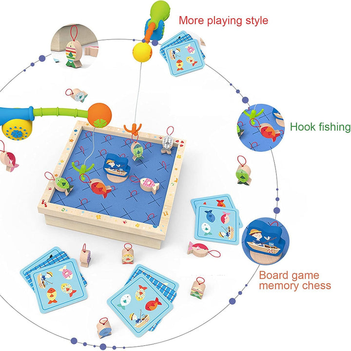 Juego Didáctico Memoria De Pesca En Madera Para Niños