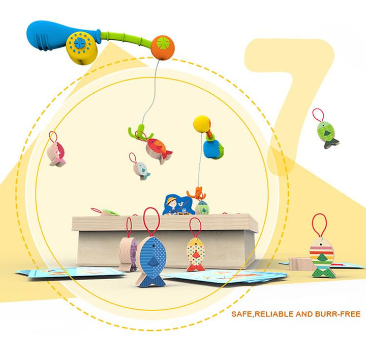 Juego Didáctico Memoria De Pesca En Madera Para Niños