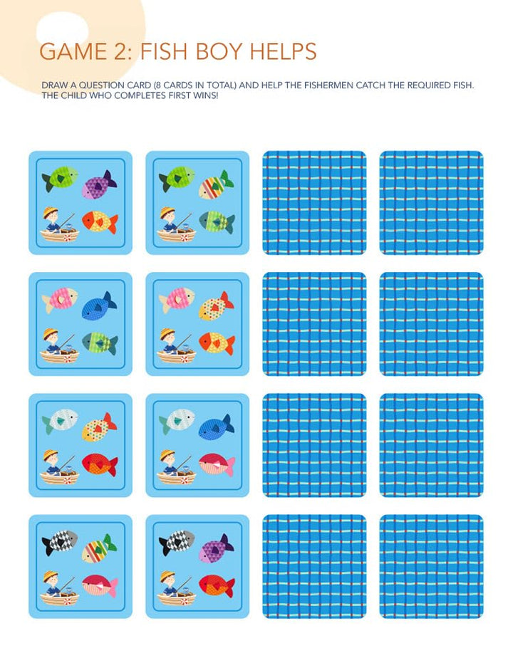 Juego Didáctico Memoria De Pesca En Madera Para Niños