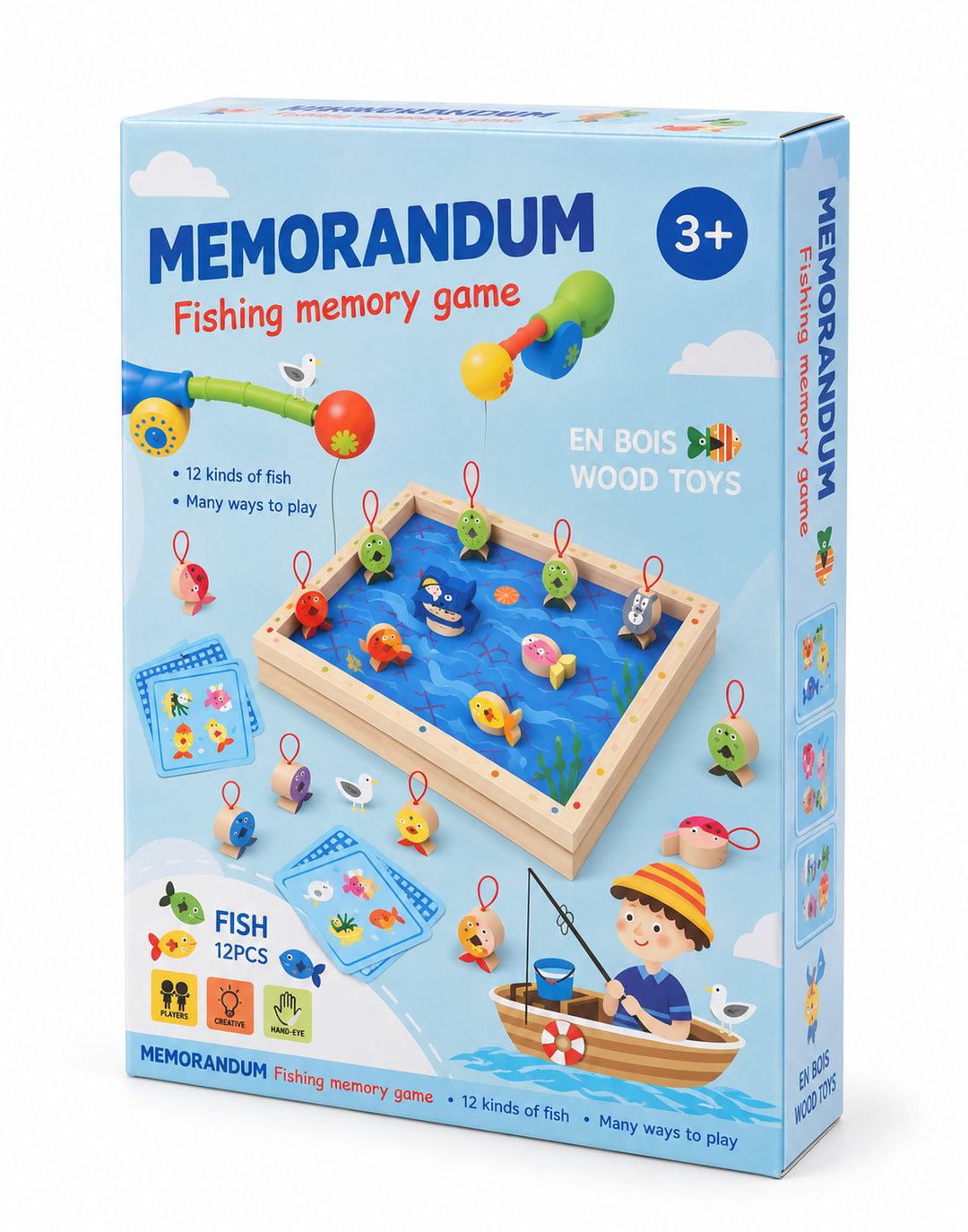 Juego Didáctico Memoria De Pesca En Madera Para Niños