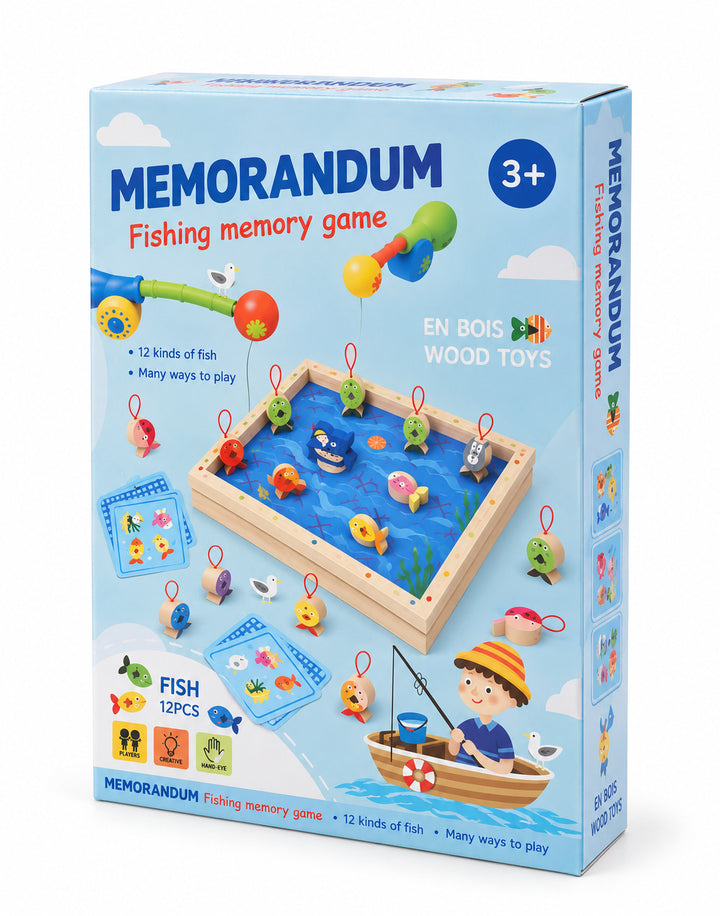 Juego Didáctico Memoria De Pesca En Madera Para Niños