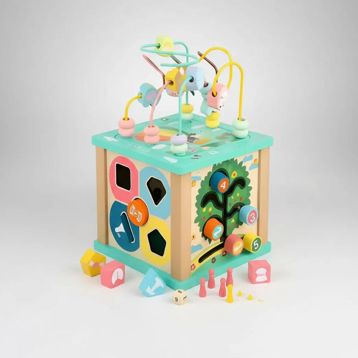 Cubo Laberinto Multifuncional Montessori Madera Para Bebés