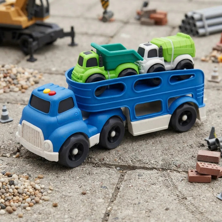 Juego Camión Urbano Con Dos Coches Azul Para Niños