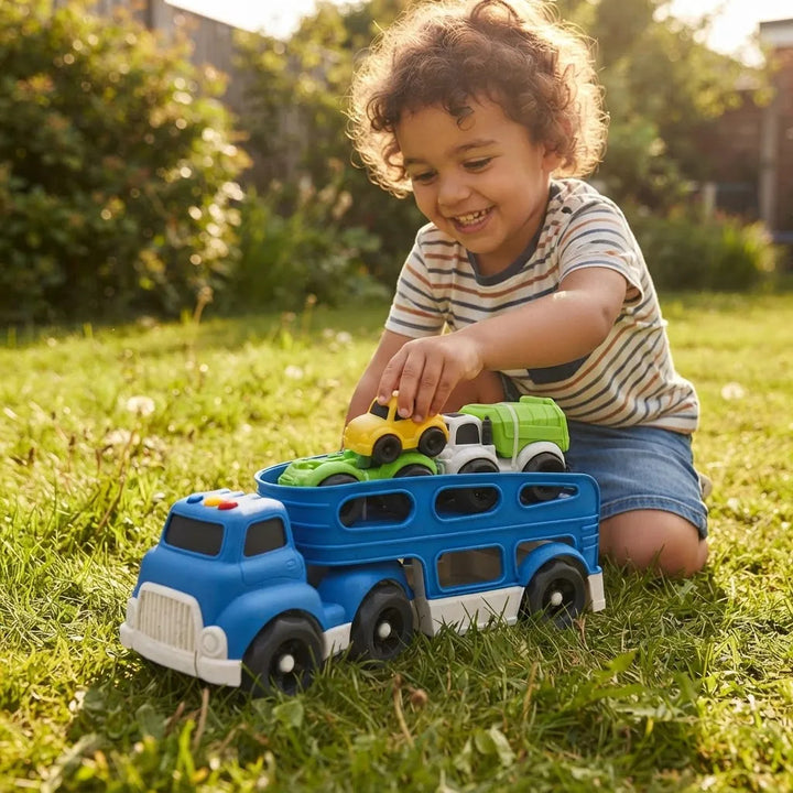 Juego Camión Urbano Con Dos Coches Azul Para Niños