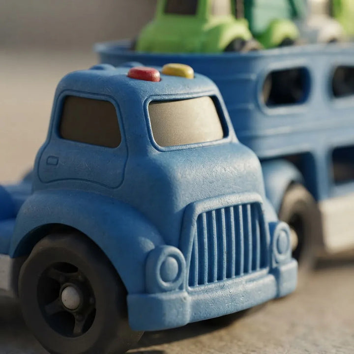 Juego Camión Urbano Con Dos Coches Azul Para Niños