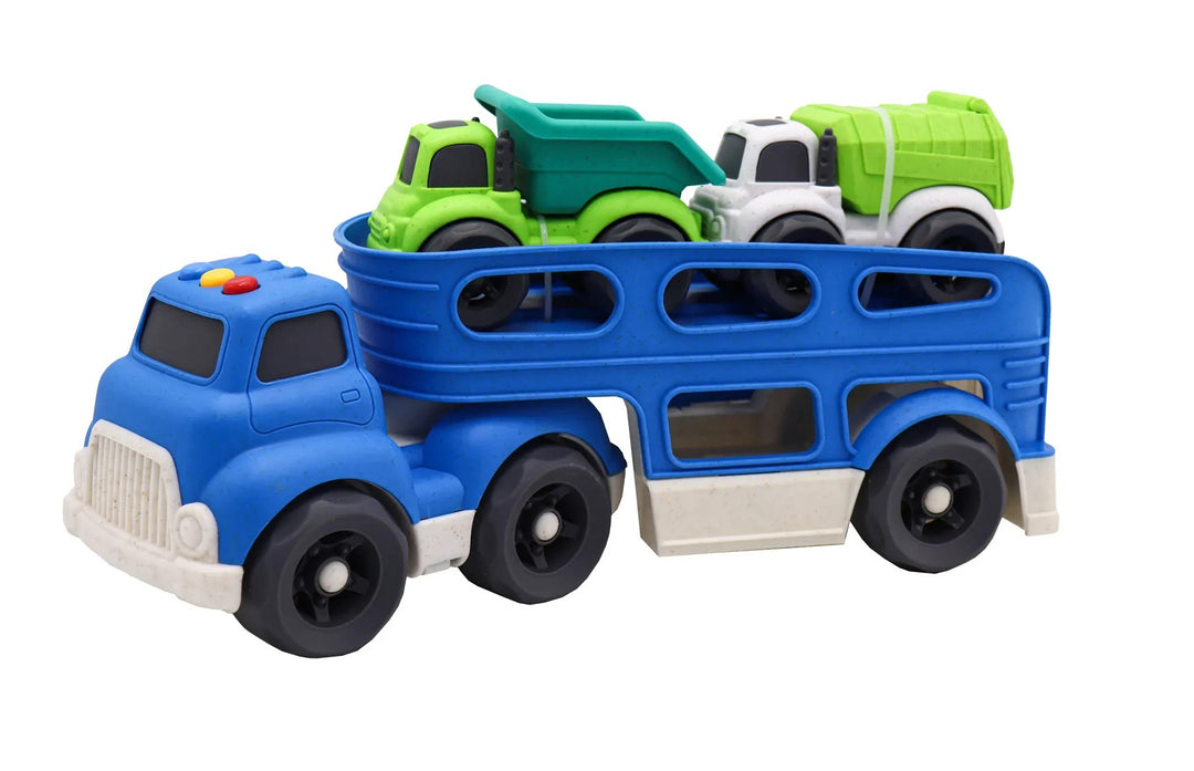 Juego Camión Urbano Con Dos Coches Azul Para Niños