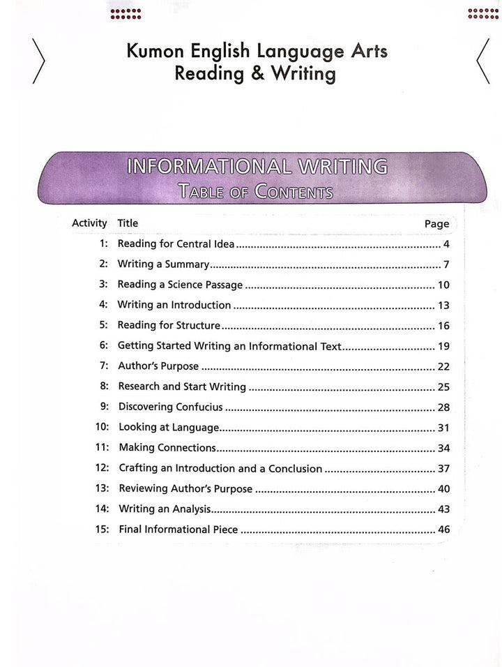 Libro Educativo Kumon Language Arts Grade 6 Para Niños