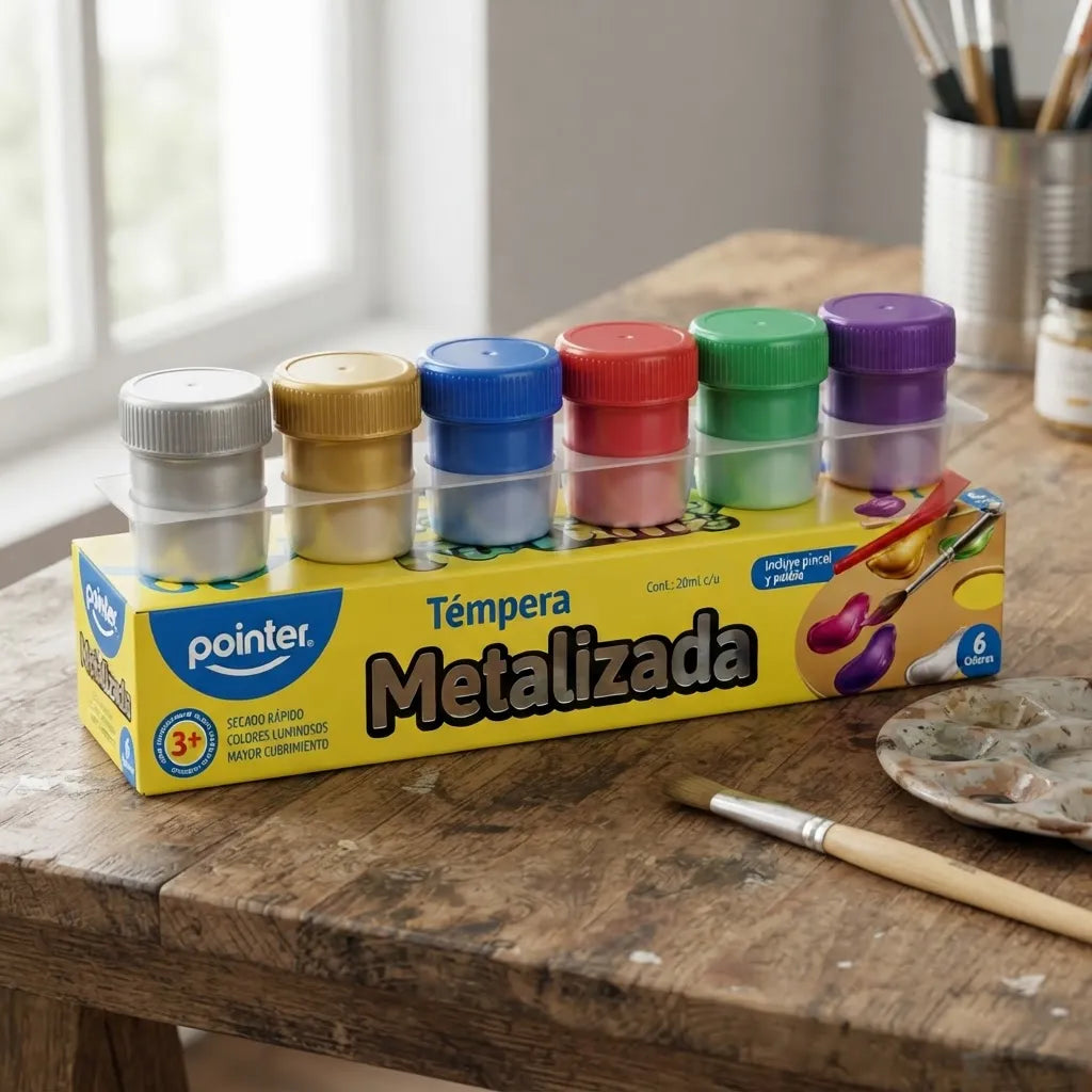 Set de Pintura Temperas Colores Metalizados Pointer Para Niños