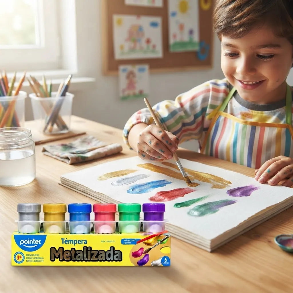 Set de Pintura Temperas Colores Metalizados Pointer Para Niños