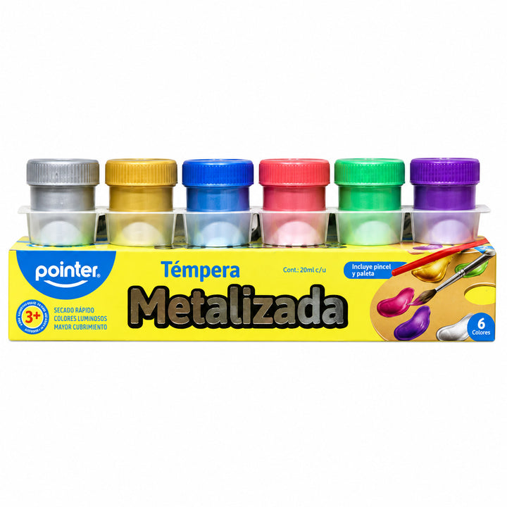 Set de Pintura Temperas Colores Metalizados Pointer Para Niños