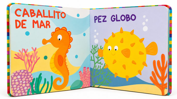 Libro Didáctico Con Relieve Animales Marinos Lexus Para Niños