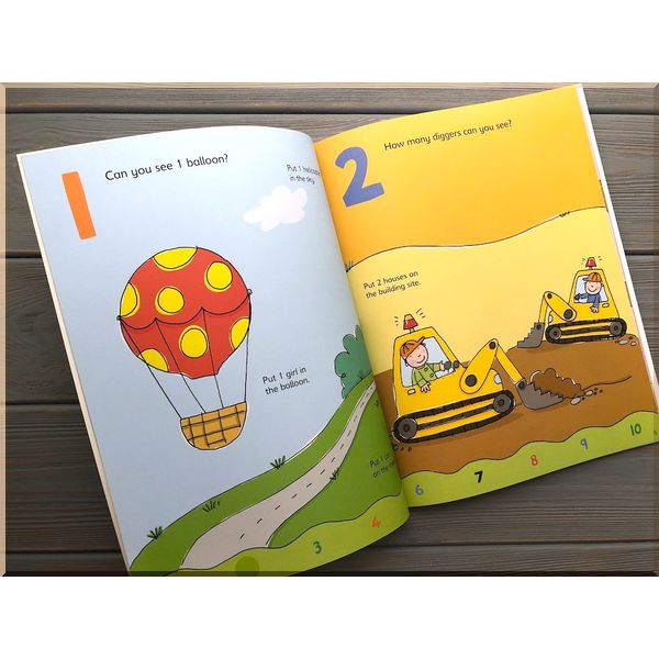 Libro de Actividades con Pegatinas Números y Animales Para Niños