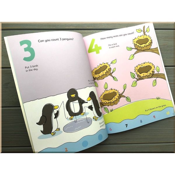Libro de Actividades con Pegatinas Números y Animales Para Niños