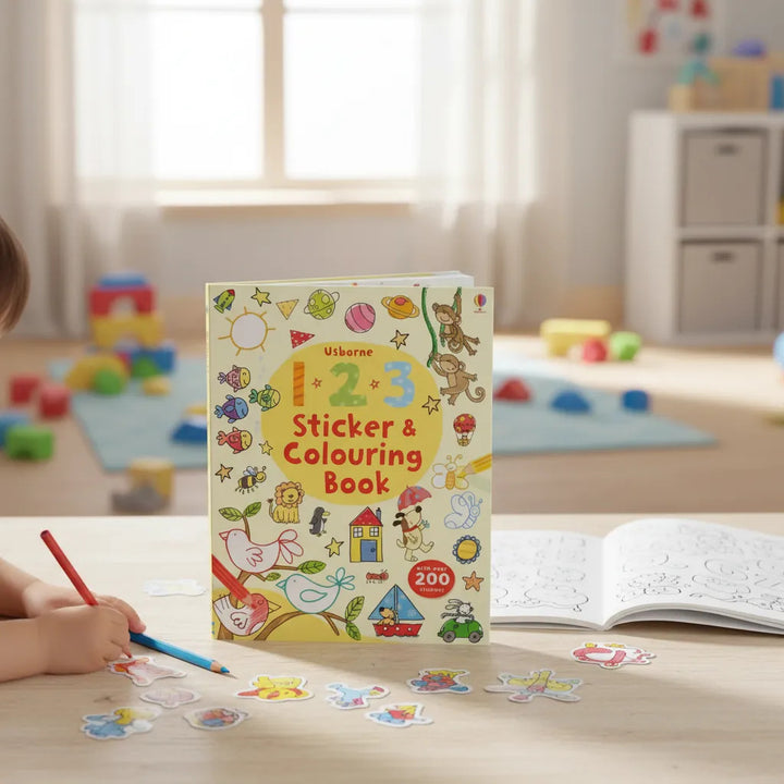 Libro de Actividades con Pegatinas Números y Animales Para Niños