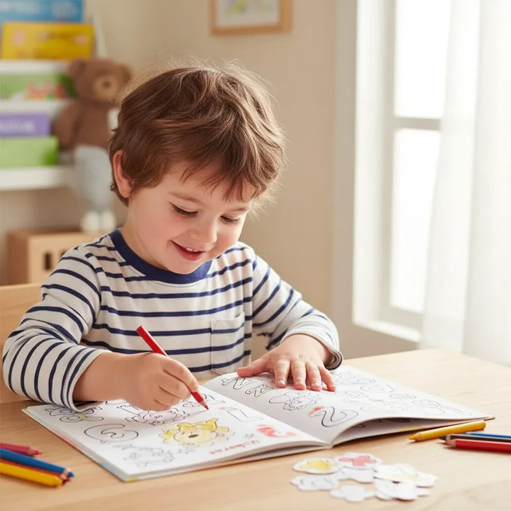 Libro de Actividades con Pegatinas Números y Animales Para Niños