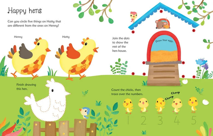 Libro Didáctico Borrable Actividades De La Granja Para Niños