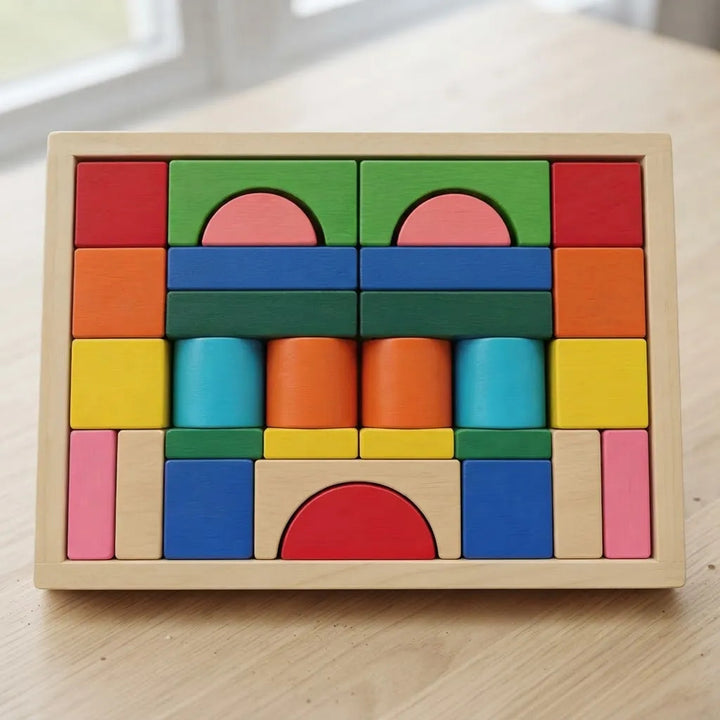 Juego de Bloques de Construcción 30 Piezas Madera Para Niños