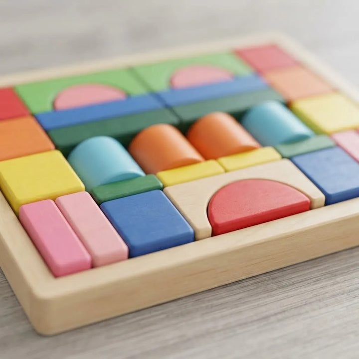 Juego de Bloques de Construcción 30 Piezas Madera Para Niños