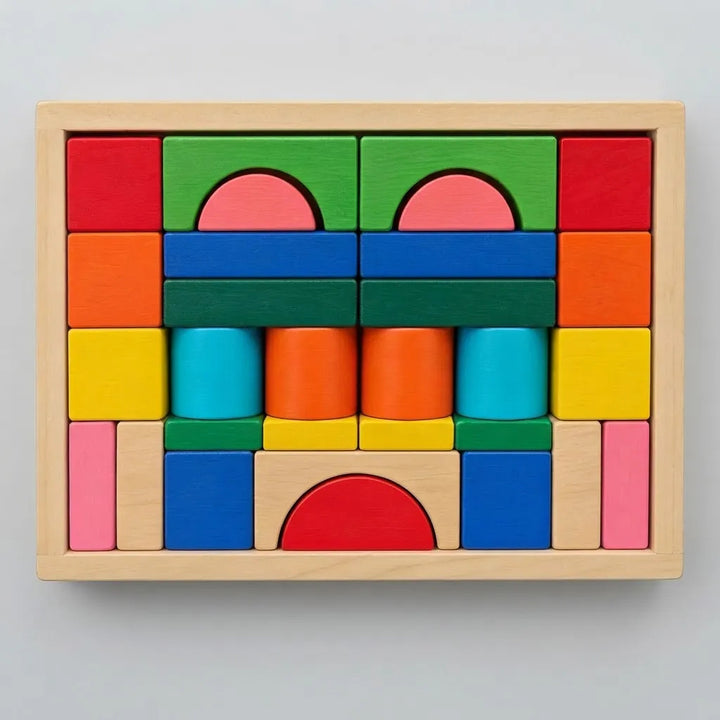 Juego de Bloques de Construcción 30 Piezas Madera Para Niños