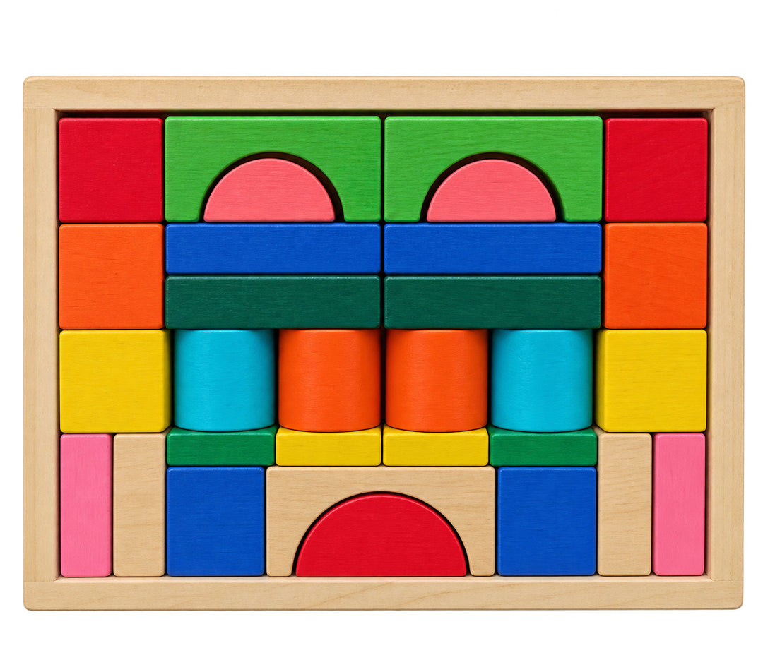 Juego de Bloques de Construcción 30 Piezas Madera Para Niños