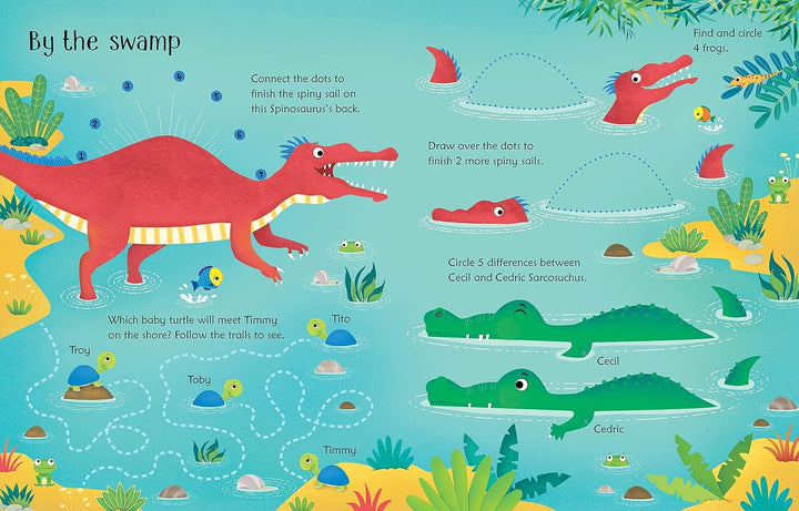 Libro Educativo actividades Dinosaurios Reutilizable Para Niños