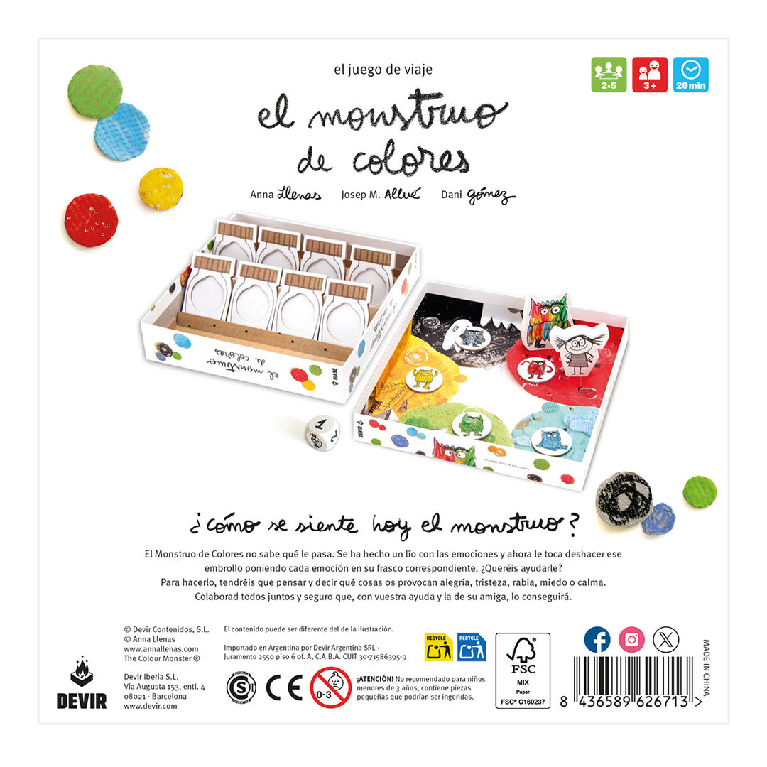 Juego De Mesa El Monstruo de Colores Edición de Viaje Para Niños