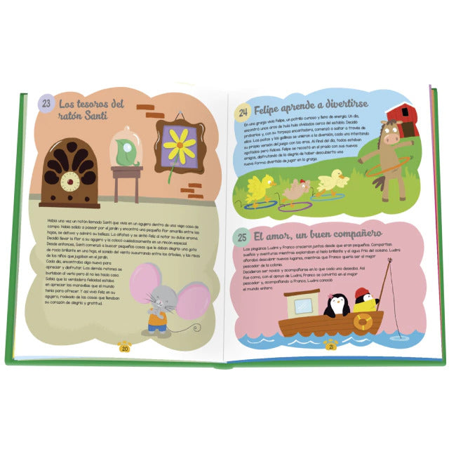 Libro Ilustrado 365 Cuentos Clásicos de Animales Para Niños