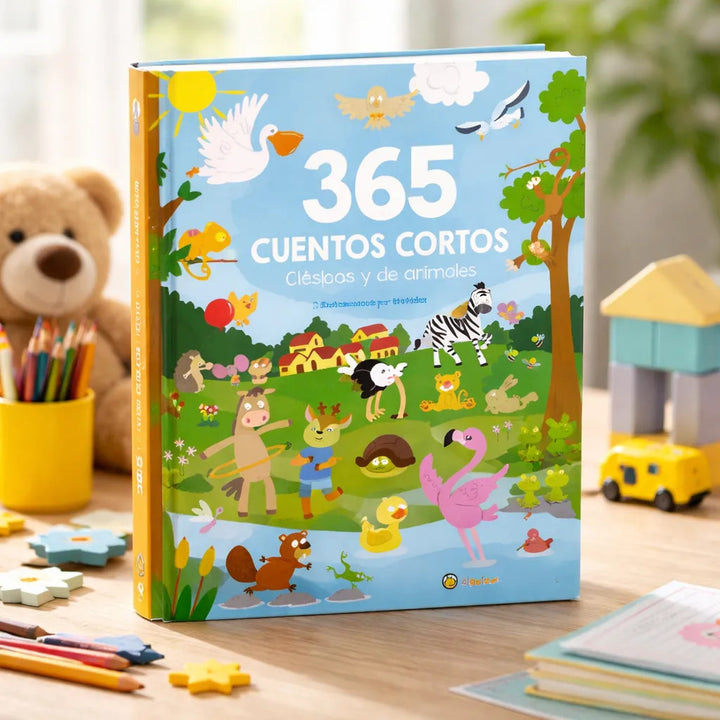 Libro Ilustrado 365 Cuentos Clásicos de Animales Para Niños