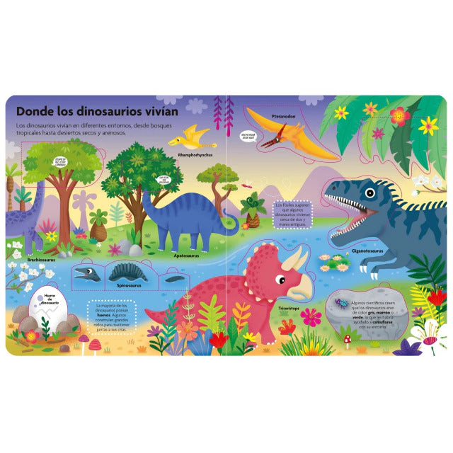 Libro Ilustrado Descubre Los dinosaurios Con Solapa Para Niños