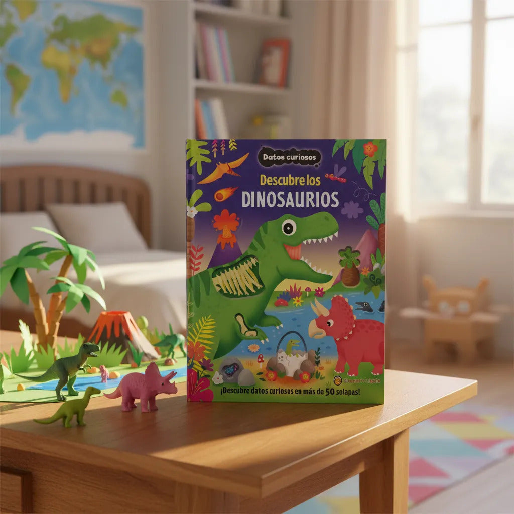 Libro Ilustrado Descubre Los dinosaurios Con Solapa Para Niños