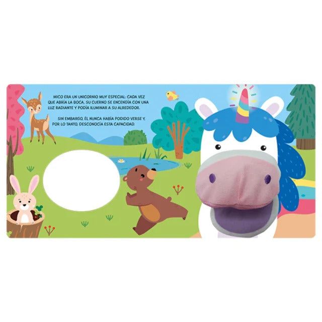 Libro Interactivo Títere de Mano El Unicornio Mico Para Niños