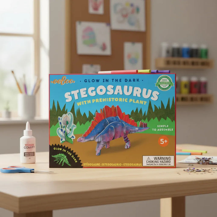 Juego Didáctico Stegosaurus 3D Dinosaurio Brilla Oscuridad Para Niños