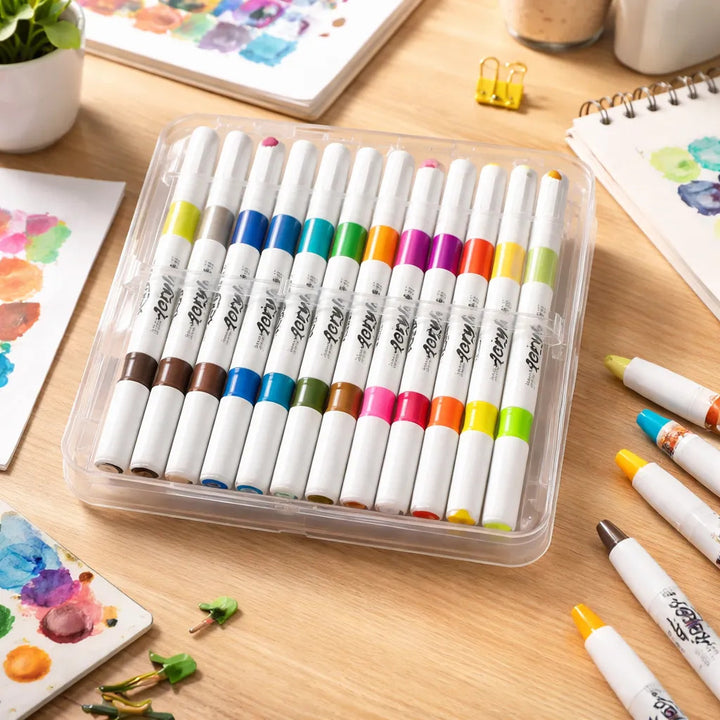 Marcadores Acrílicos Doble Punta Set 12 Piezas Para Niños