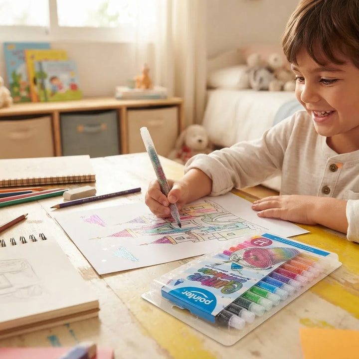 Set de 12 Marcadores con Escarcha Pointer Para Niños