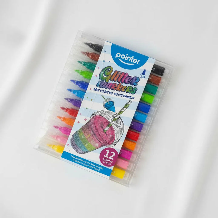 Set de 12 Marcadores con Escarcha Pointer Para Niños