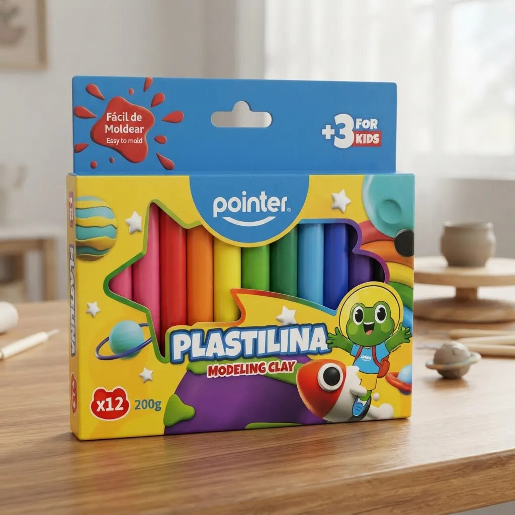 Plastilina 12 Colores Pointer Para Niños