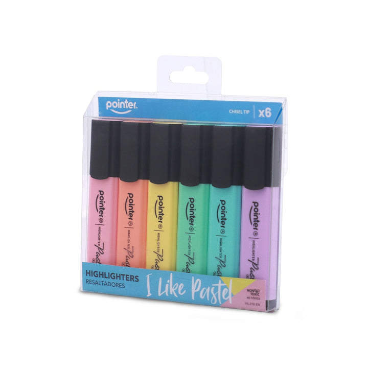 Resaltador Pastel X 6 Piezas  6 Colores Punta Biselada Para Niños