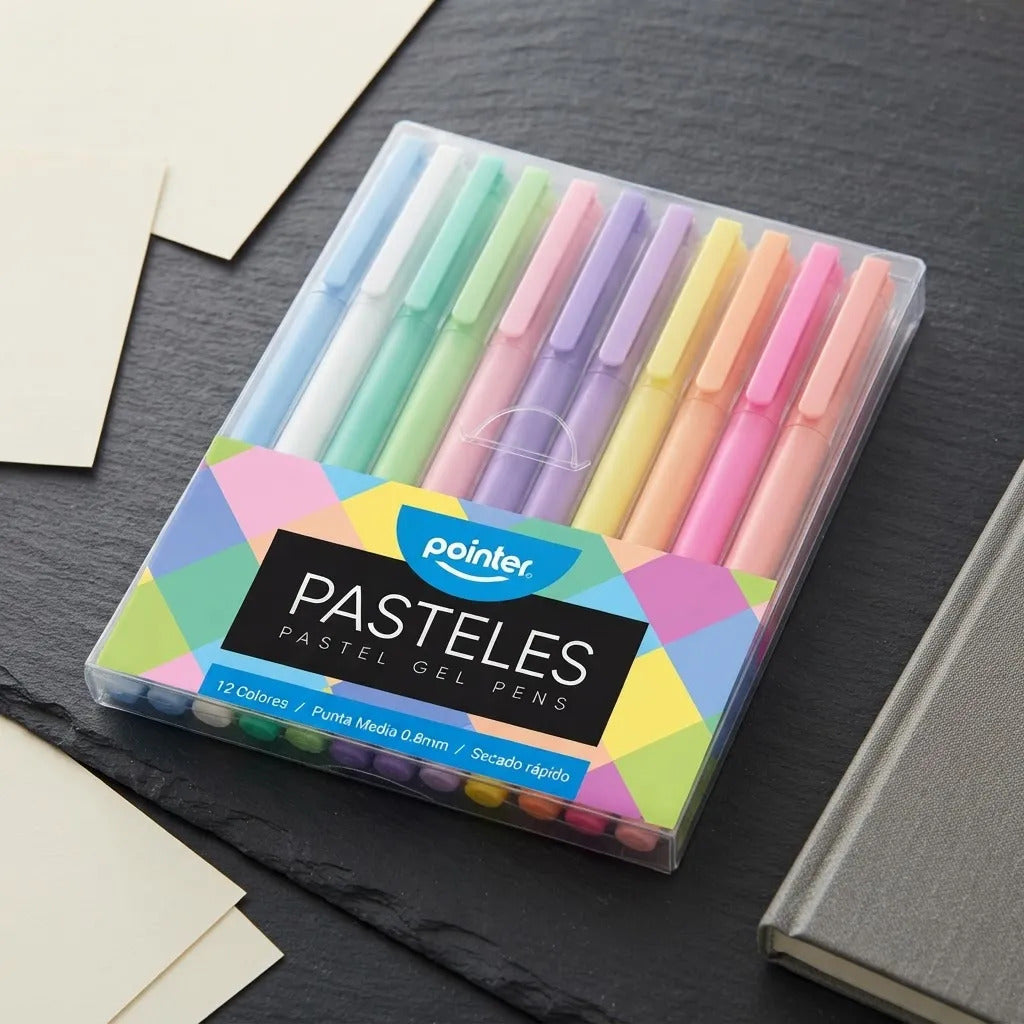 Bolígrafo Tinta Gel Pastel 12 Unidades Para Niños