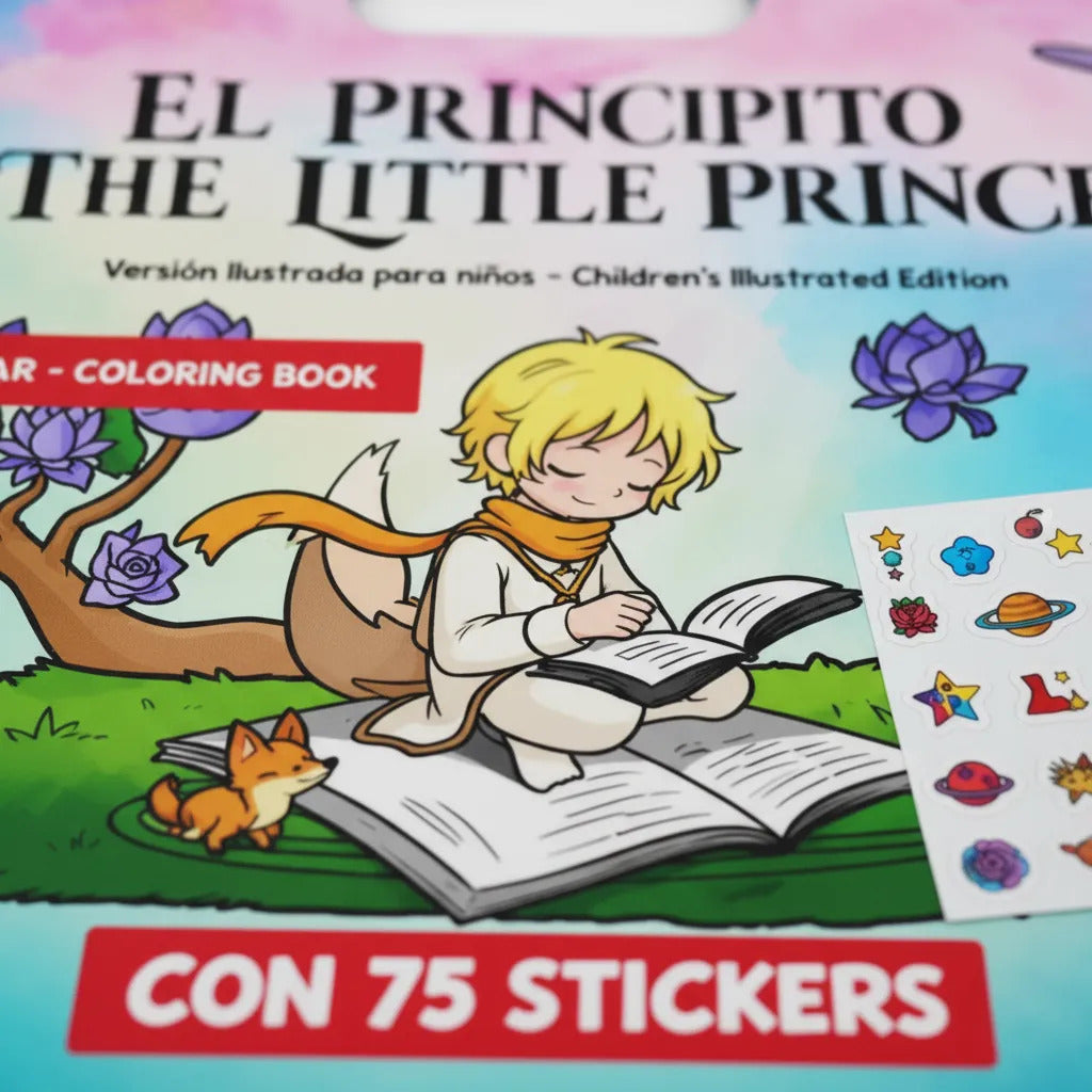 Libro para Colorear El principito con 75 Stickers Para Niños
