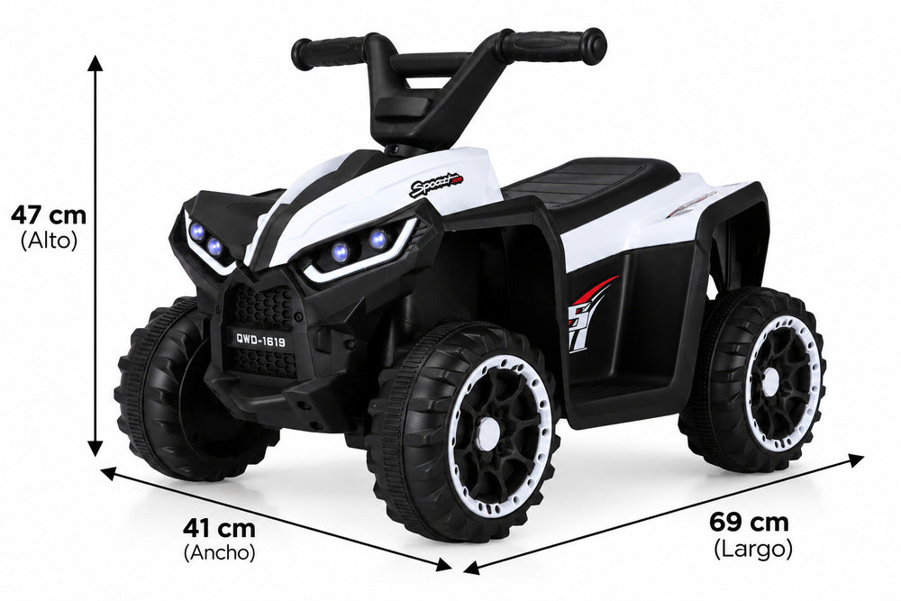 Cuatrimoto eléctrica Carro Montable Niños Blanco Control Remoto