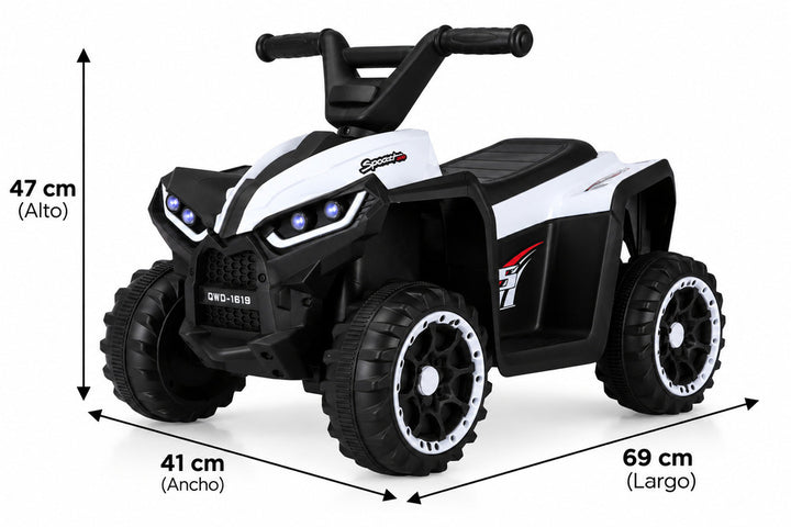 Cuatrimoto eléctrica Carro Montable Niños Blanco Control Remoto