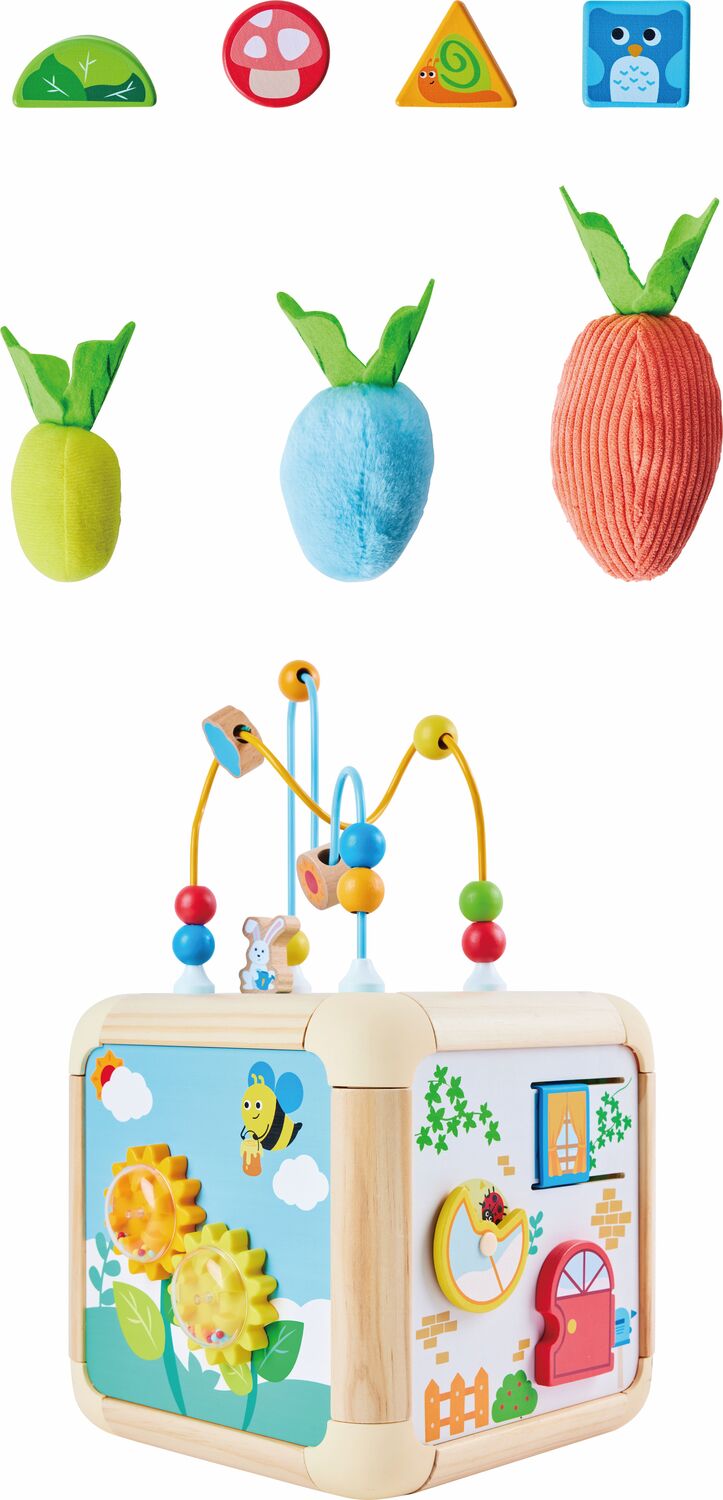 Cubo de Actividades Laberinto y Clasificador Madera Para Niños