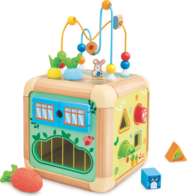 Cubo de Actividades Laberinto y Clasificador Madera Para Niños